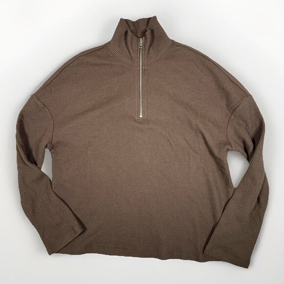n: philanthropy waffle knit Orly Pullover Chocolate Brown NWT Women Size Medium - Picture 1 of 7
